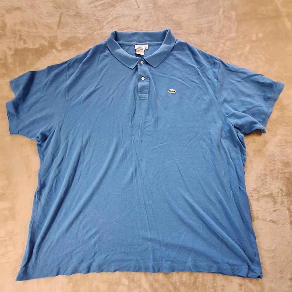Lacoste Polo Shirt Mens Big 5X Blue Cotton Knit Short Sleeve Logo Casual